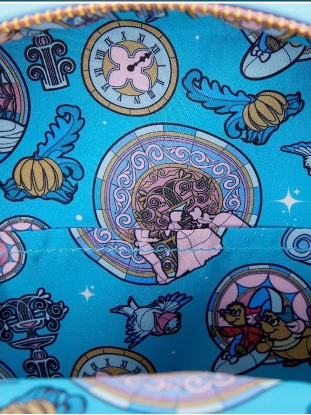 Loungefly Disney Cinderella Blue & Pink Glitter Mini Backpack - Picture 6 of 7